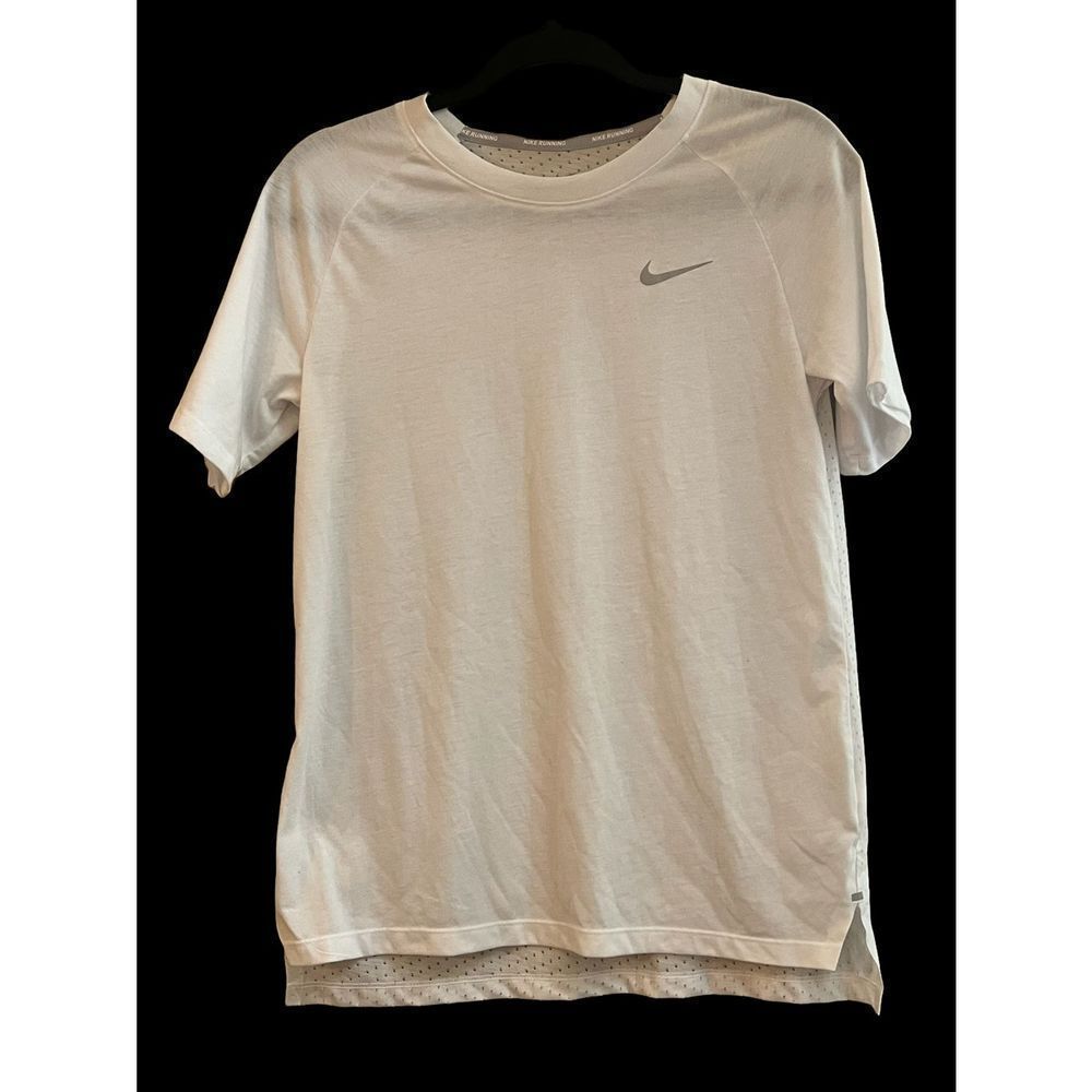Nike Dri Fit Mesh White Running Shirt SZ S